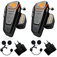 Qaurora BT-S2 1000 M Bluetooth Headset Impermeable- Casco Intercomunicador Interphone Móvil para 2 o 3 Jinetes y 2-5 mm…